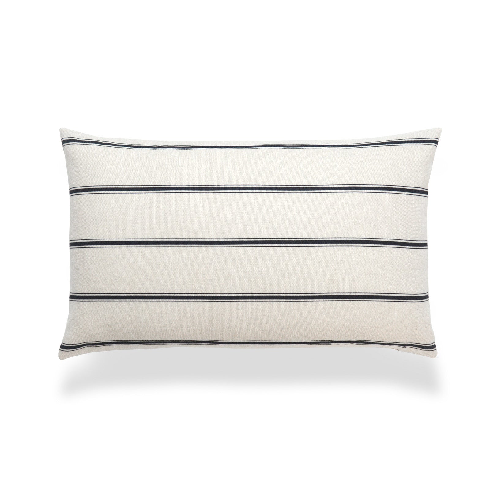 Neutral Lumbar Pillow Cover, Stripes, Black Beige, 12"x20"