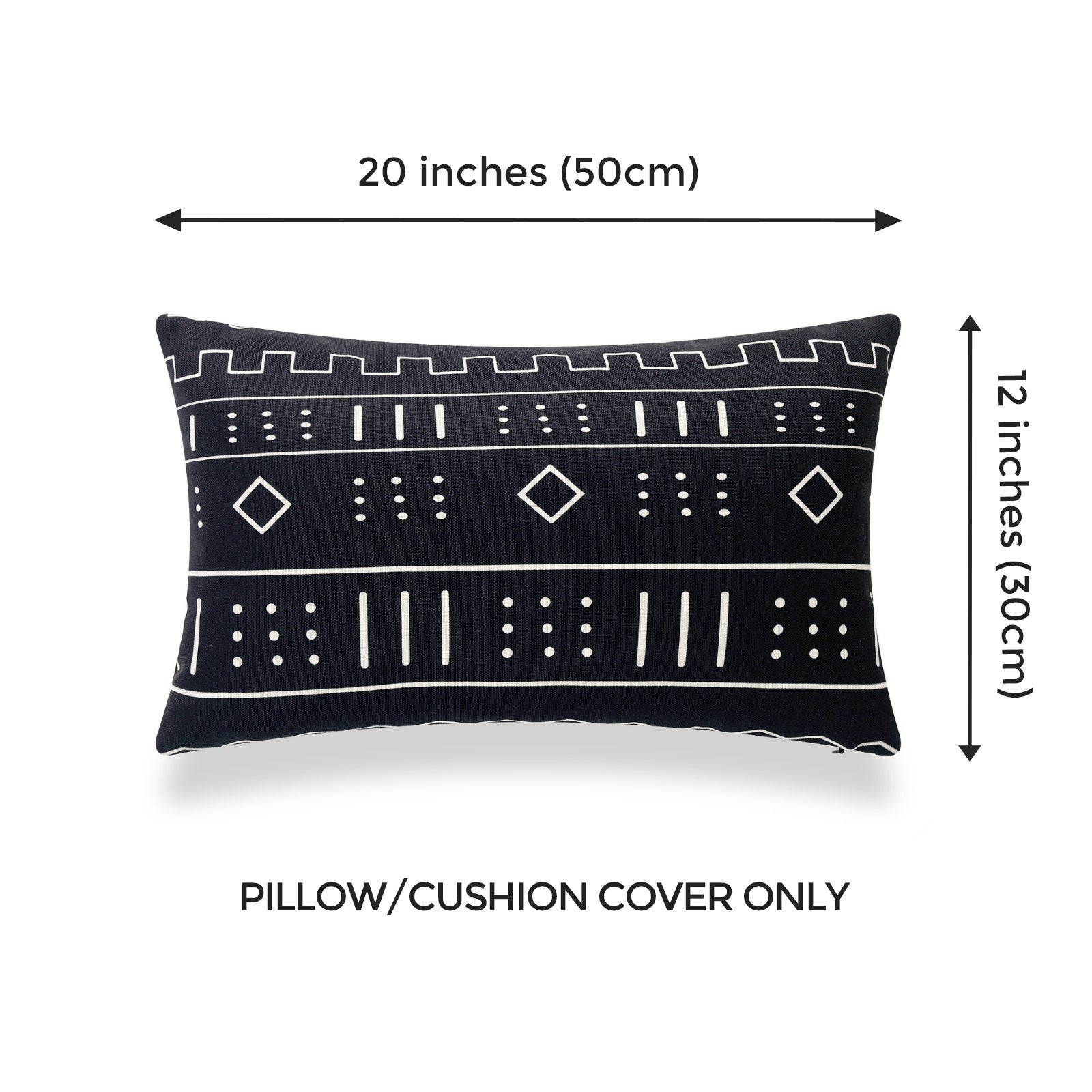 Mud Cloth Pillows, Dots and Dashes, Black | Hofdeco