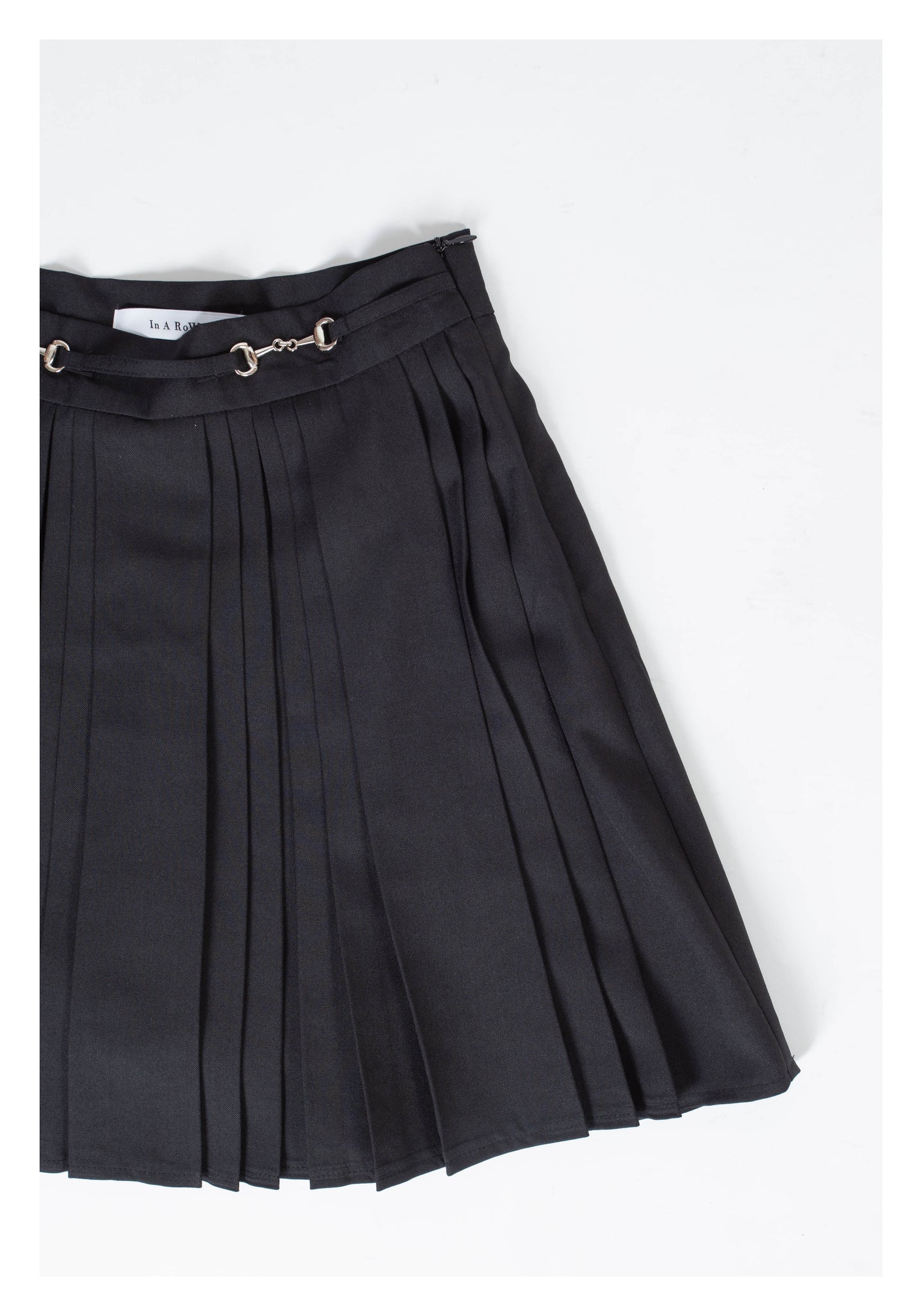 black knife pleated mini skirt