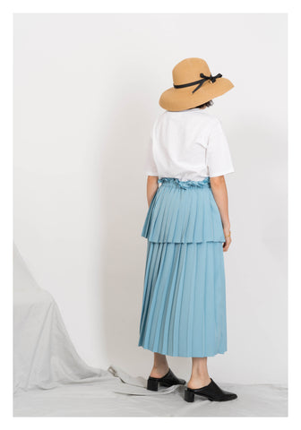 Textured Layer Pleated Skirt Blue - whoami