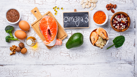 Flat Lay of different food that is high in Omega-3