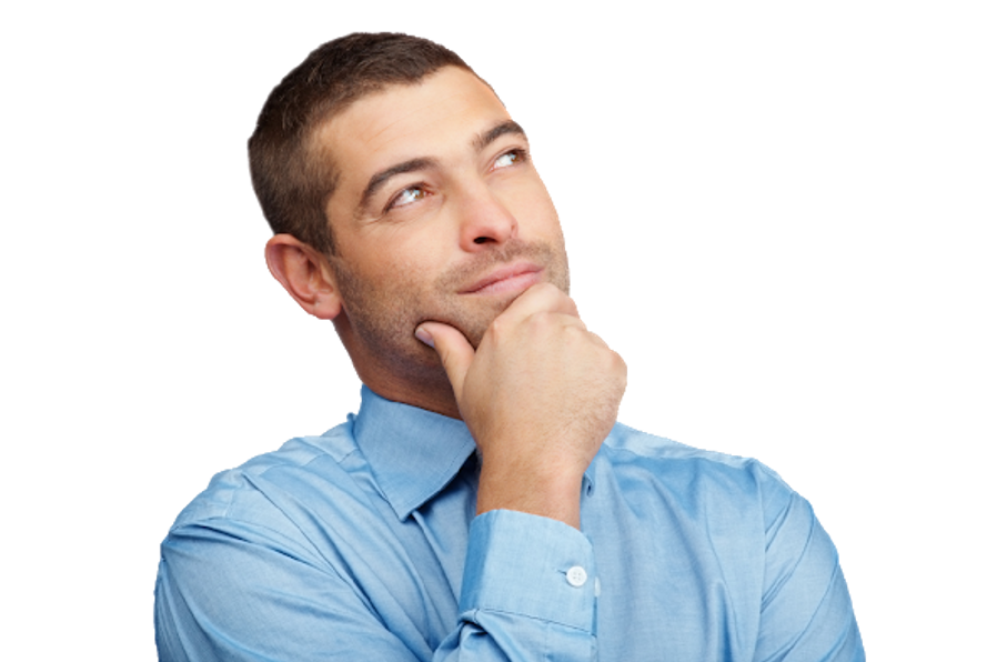 A man holding his chin while thinking