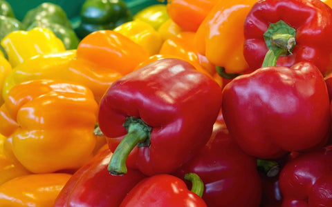 a pile of bell peppers