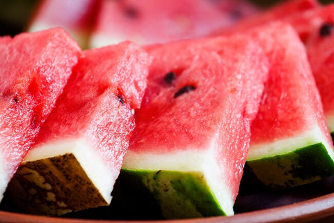 a close up of watermelon slices