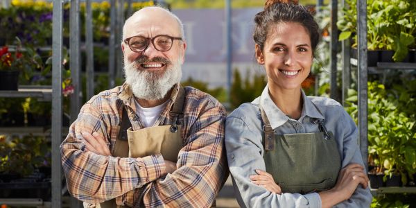 Two people smiling