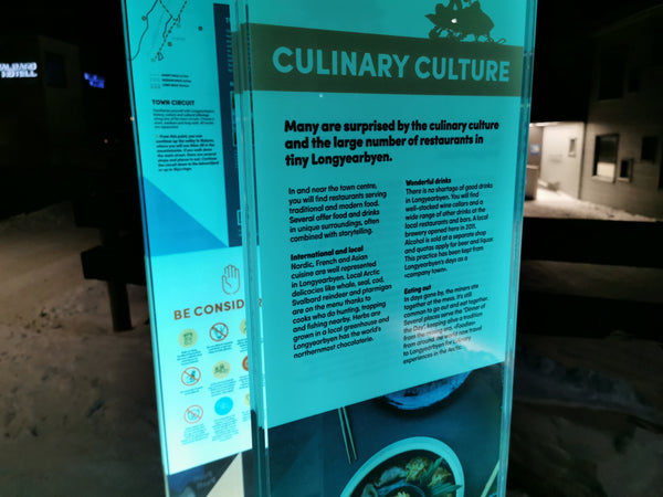 Culinary Culture sign in Longyearbyen Svalbard
