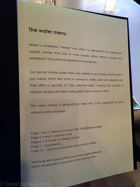 la pergola water menu