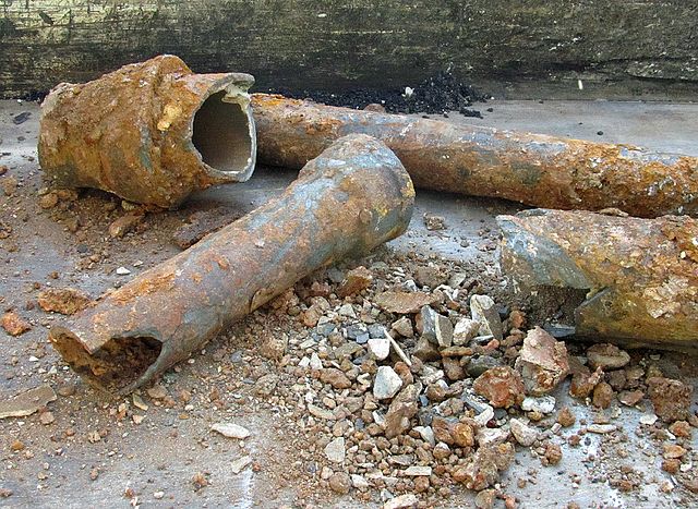 Rusting Old Cast Iron Water Pipes