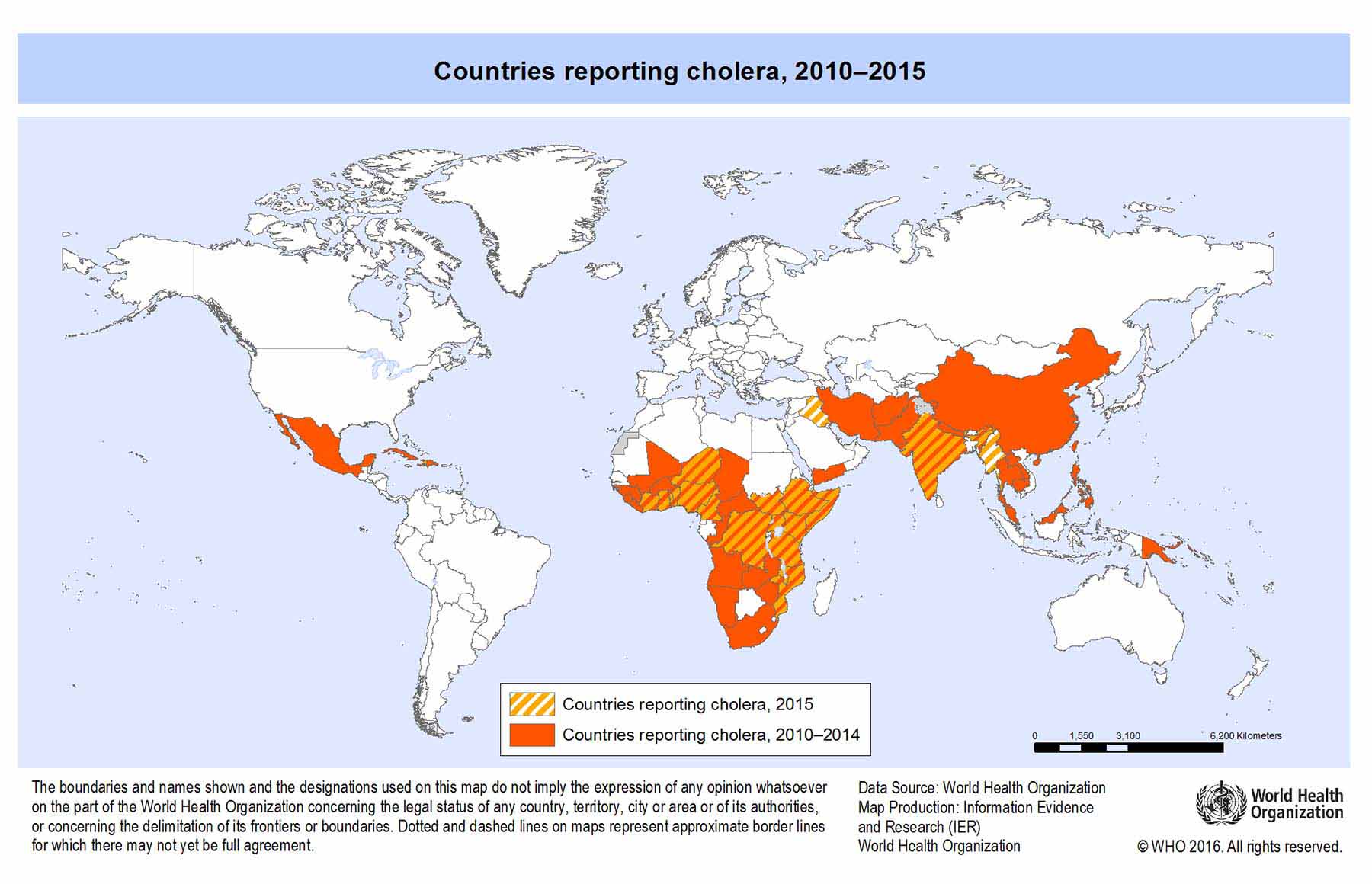 Countries Reporting Cholera 2010-2015