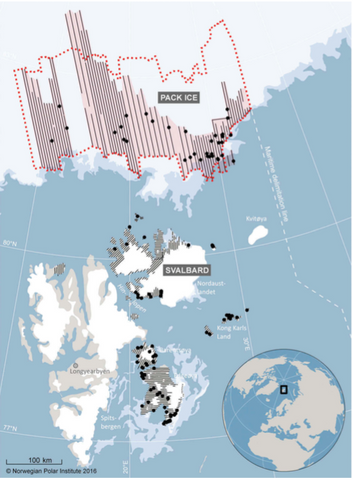 Map of Norwegian Polar Institute 2015 polar bear census Population of polar bears