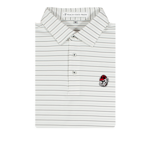 GSU Navy & White Classic Stripe Performance Polo - Self Collar – Peach ...