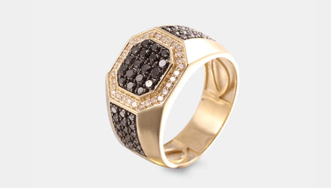 anillos para hombre oro amarillo con diamante negro