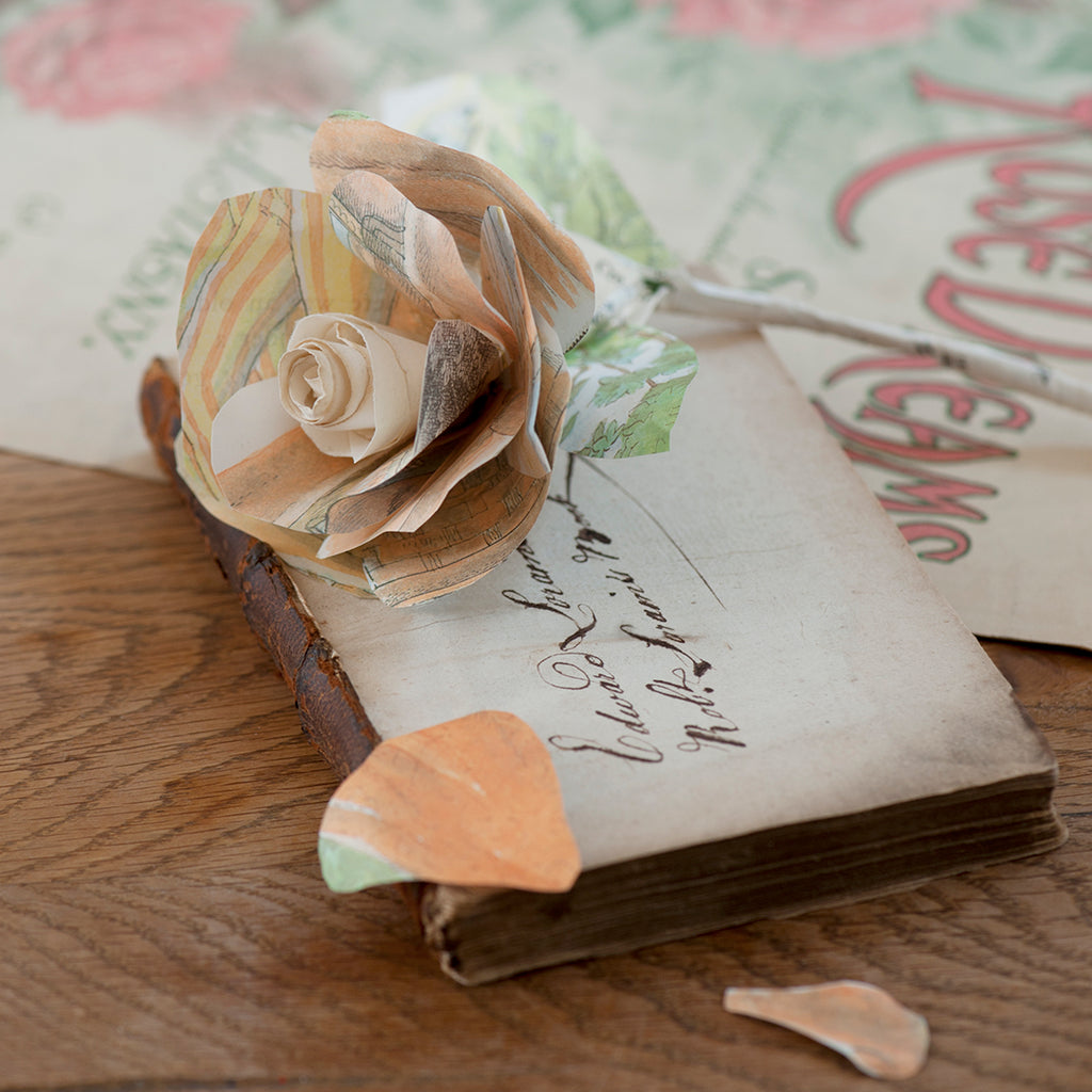 book art paper rose