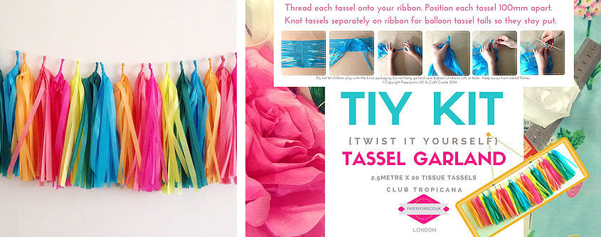 Paperpoms tissue paper tassle garland kit in mulitcolour