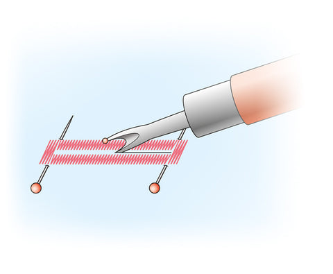 Machine sewing a buttonhole step 4