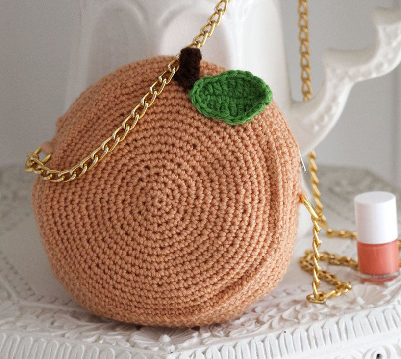 crocheted peachy bag