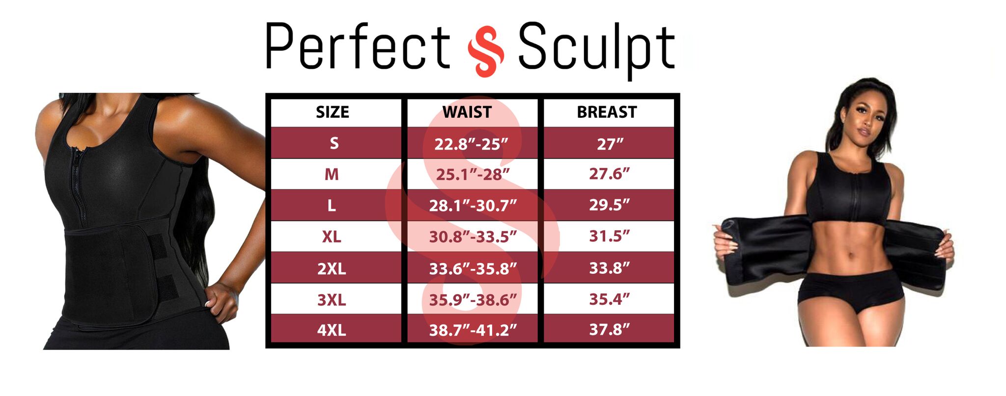 Perfect Sculpt Sweat Vest Size Chart