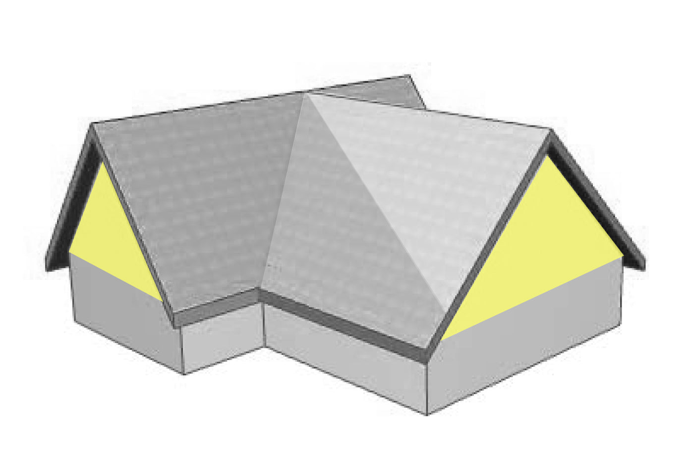This drawing shows gables highlighted in yellow.