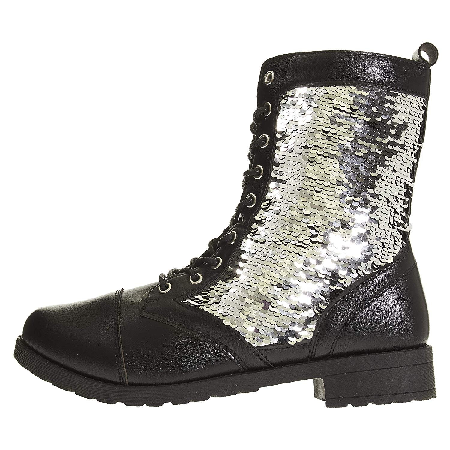 sequin combat boots