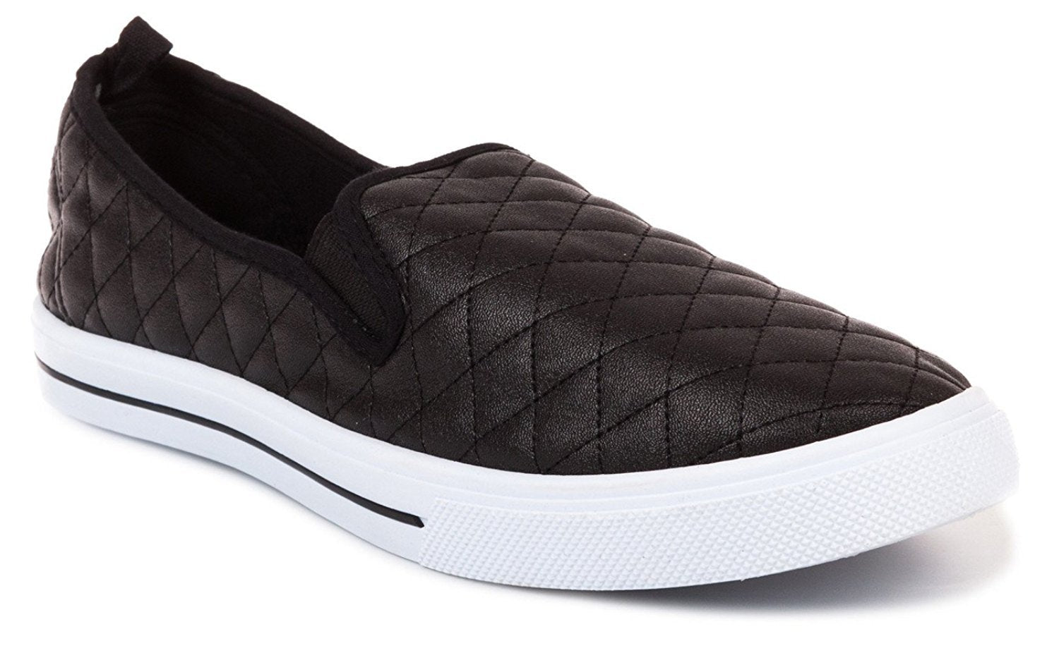 Chatties Ladies Quilted Slip-On Women Sneaker (7-8 B(M) US, Black ...