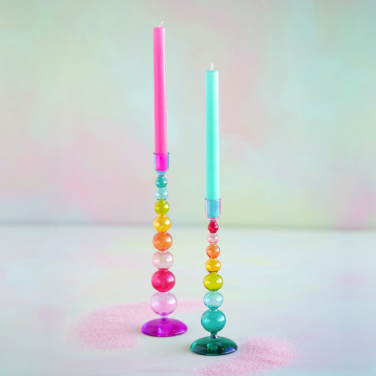 Rainbow Finial Candle Holder, Set of 2 Glitterville Studios