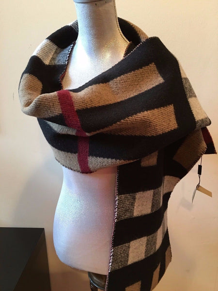 burberry mega check wool scarf