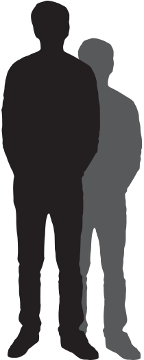 outline of a person representing an estimated height of 5 to 6 feet tall