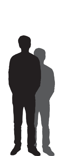 outline of a person representing an estimated height of 3 to 4 feet tall