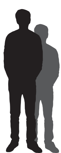 outline of a person representing an estimated height of 5 to 6 feet tall