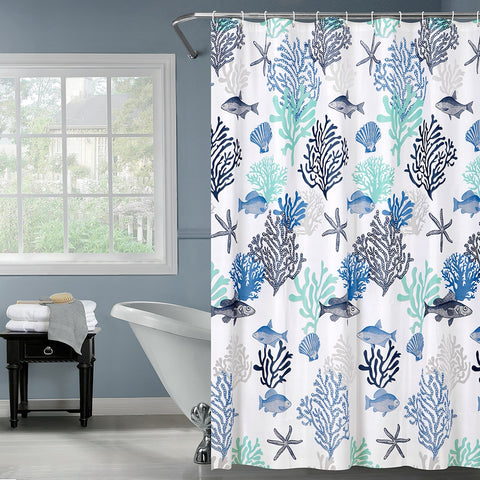 blue coral shower curtain