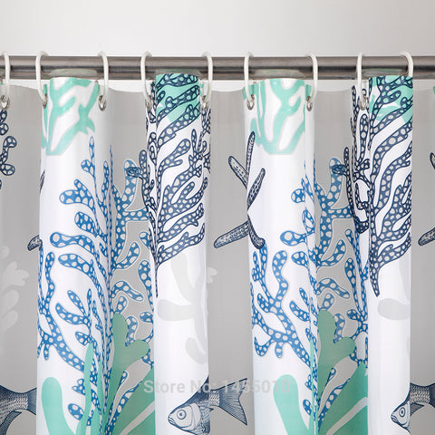 blue coral shower curtain