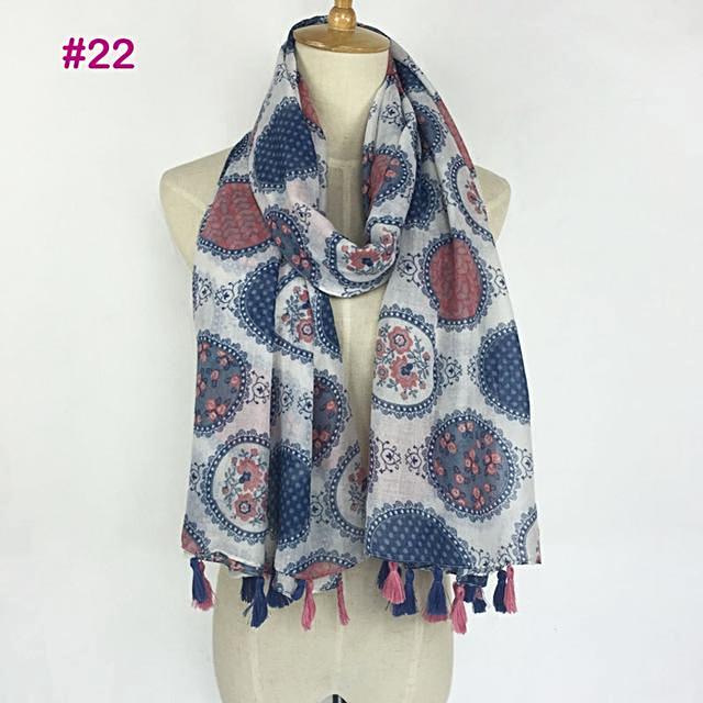 Tasseled Wrap Scarf | Women's Cotton Voile - 22 styles