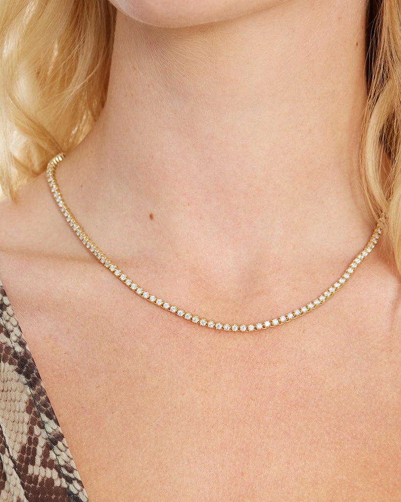 diamond tennis necklace 14k gold