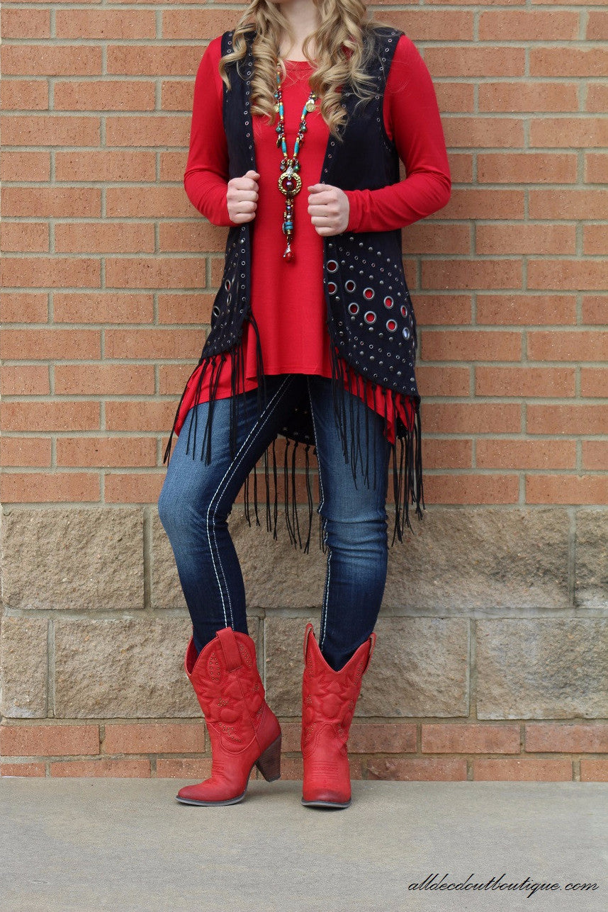 red cowgirl boots outfit