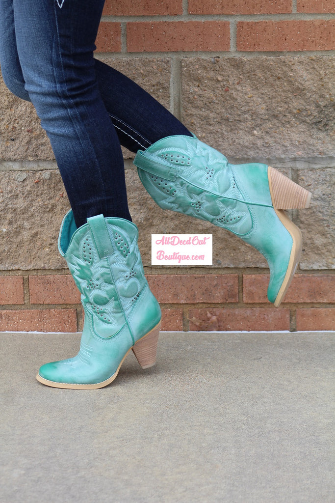 Very Volatile Denver Cowgirl Boot Aqua Blue | All Dec'd out – All Decd Out