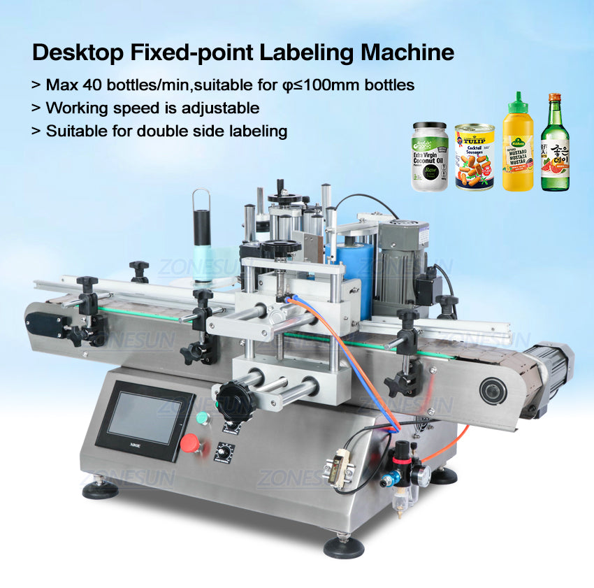 ZONESUN ZS-TB500 Double Side Round Bottle Positioning and Labeling Machine With Date Coder