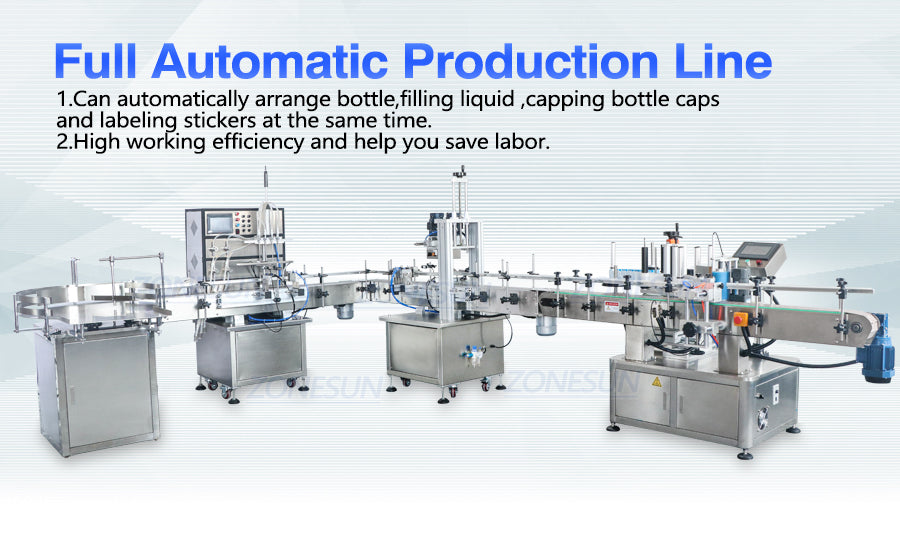 ZONESUN 4 Nozzles Liquid Filling Capping And Round Bottle Labeling  Production Line