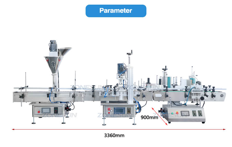 Dimension de la ligne de remplissage en poudre de bureau ZS-Fal180F1