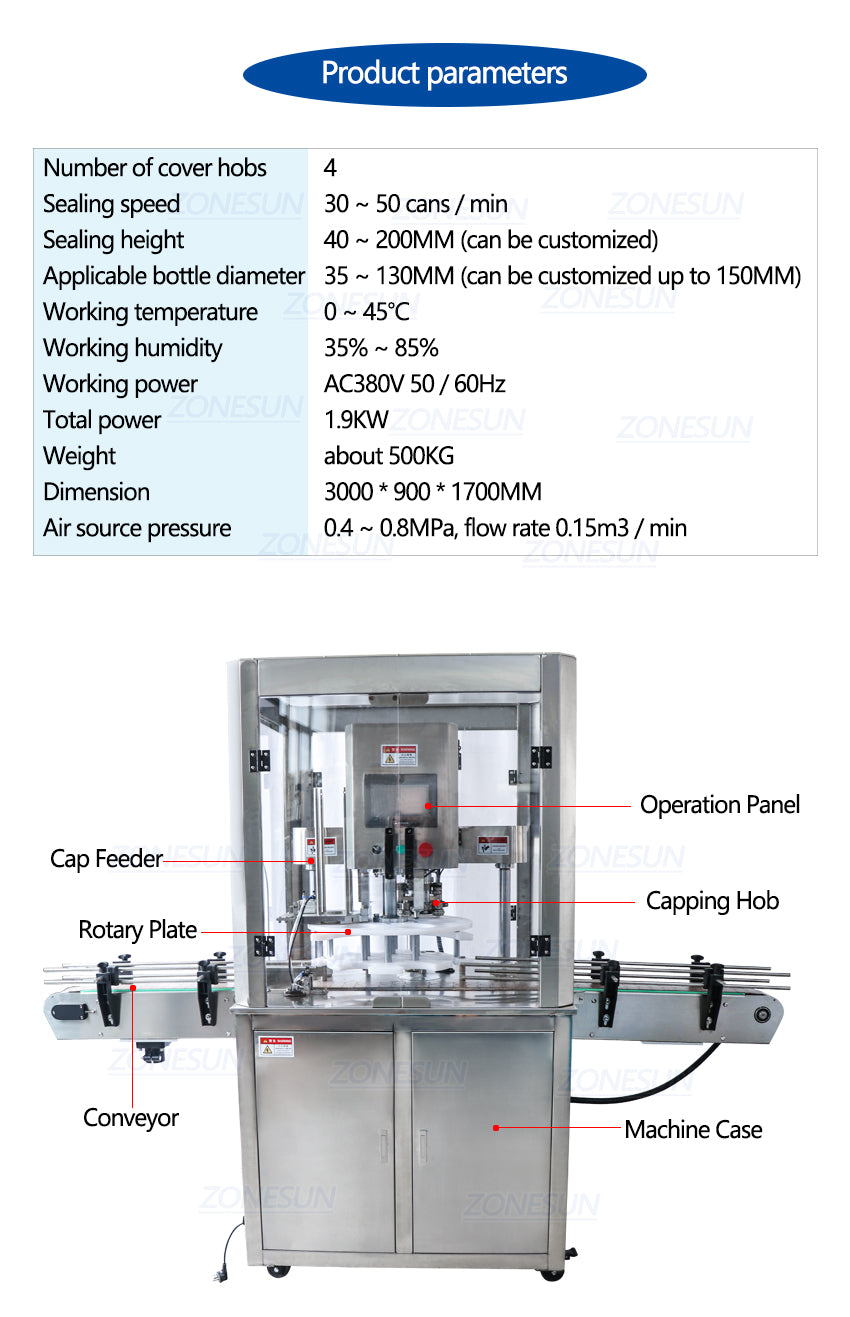 ZONESUN Automatic Electric Round Can Sealing Machine