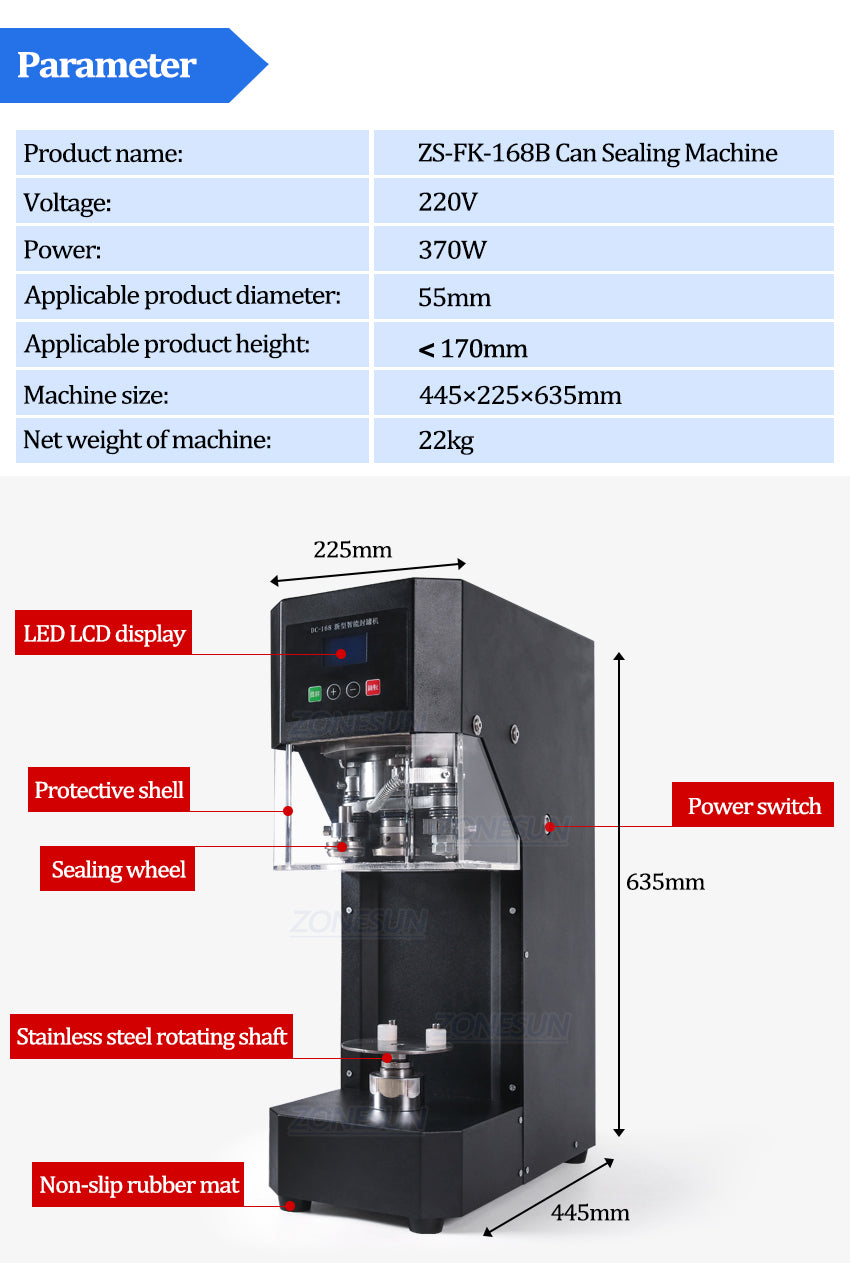 ZONESUN 55mm Intelligent Can Sealing Machine