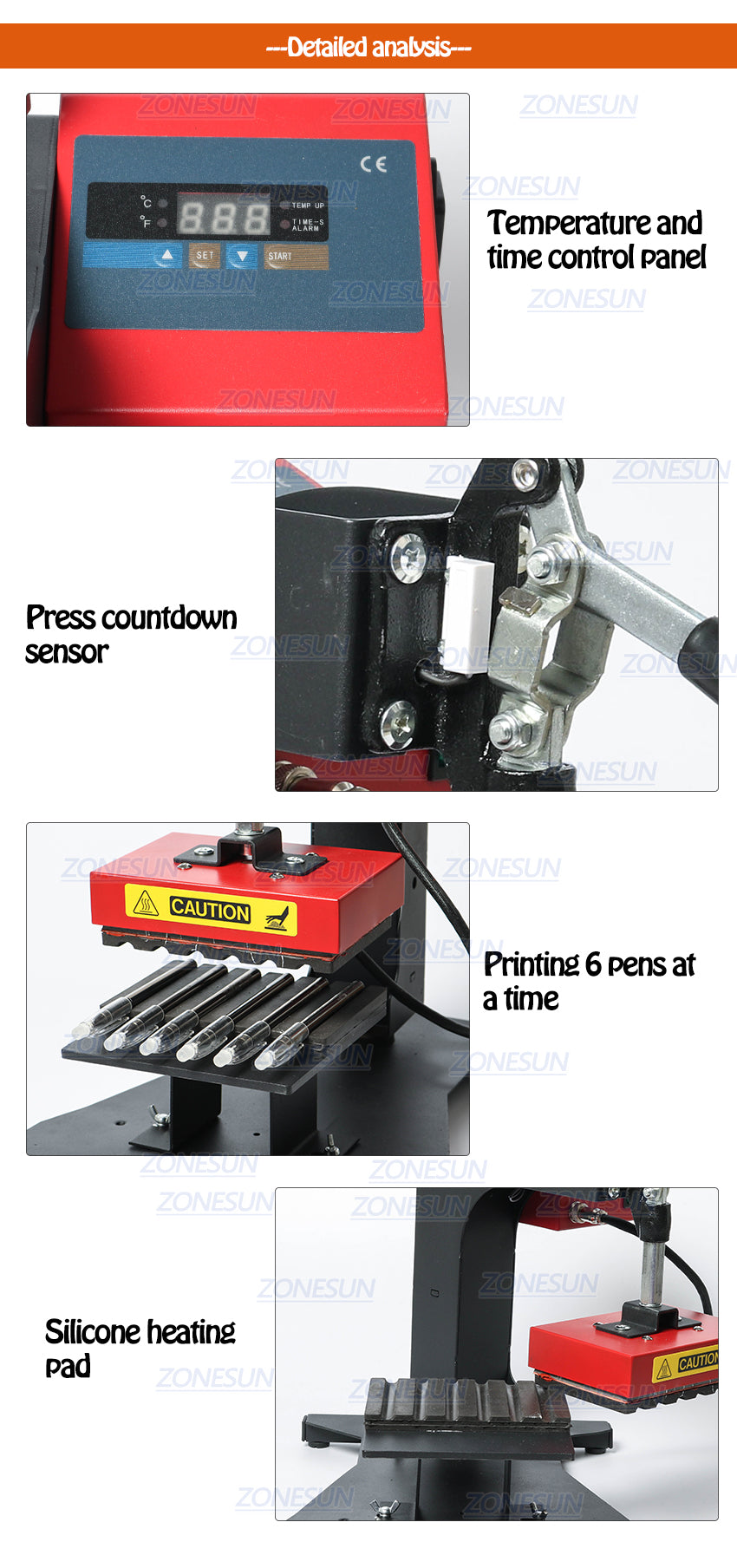 Máquina de impressão a quente com caneta ZONESUN