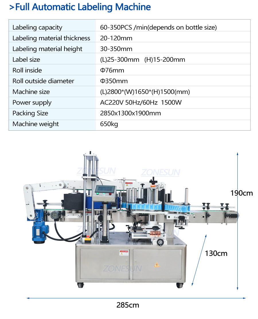 ZONESUN ZS-FAL180P2 Liquid Filling Capping And Round Bottle Labeling Machine
