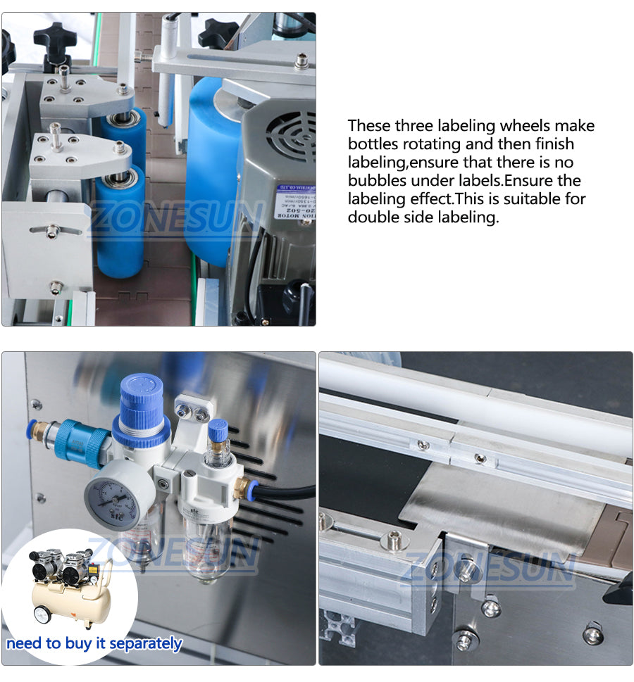 ZONESUN ZS-FAL180D Tabletop Liquid Filling Capping Double Sides Labeling Machine