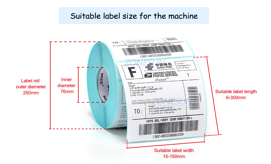 Label Roll Size of Automatic Bottle Labeling Machine