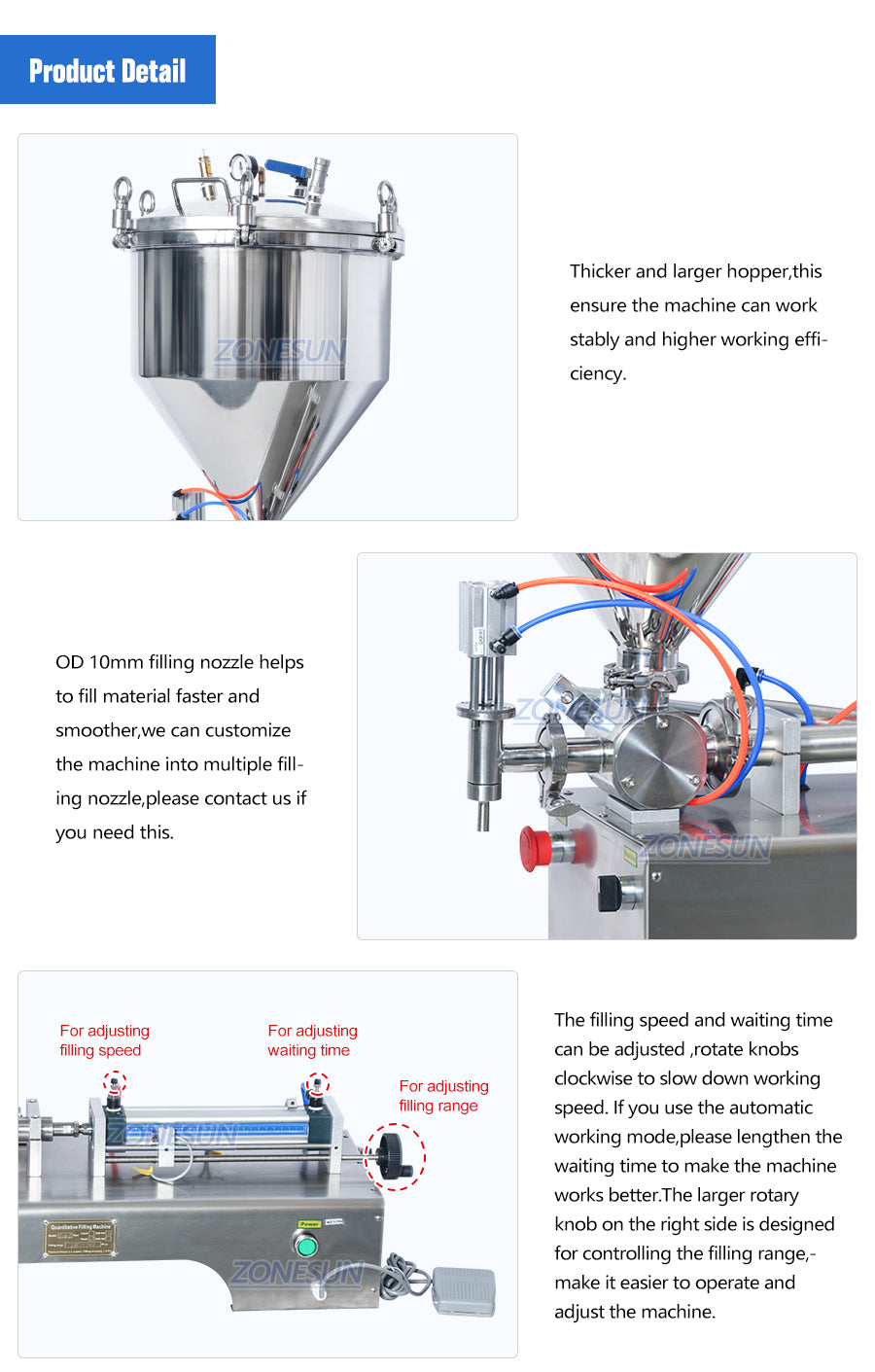 ZONESUN ZS-GTP1 Pressurized Paste Filling Machine With Hopper