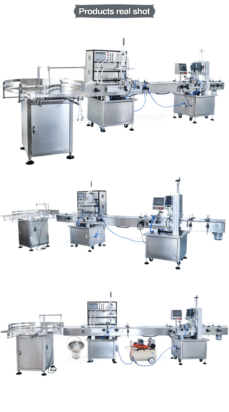 ZONESUN Small Automatic 4 Nozzles Liquid Filling Capping Production Line