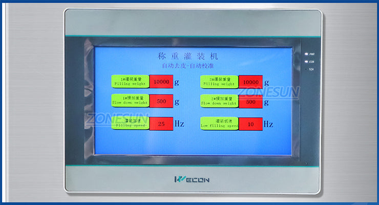 panel de máquina de pesaje de relleno