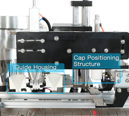 Estrutura de posicionamento de tampa da máquina de crimpagem de perfume