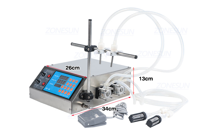 ZONESUN 2 Nozzles Peristaltic Pump Vial Liquid Filling Machine