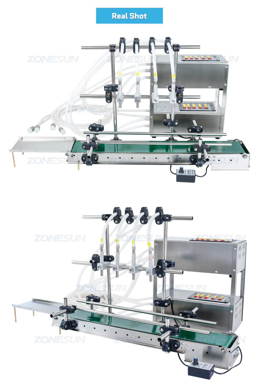 4 têtes Machine de remplissage liquide avec convoyeur